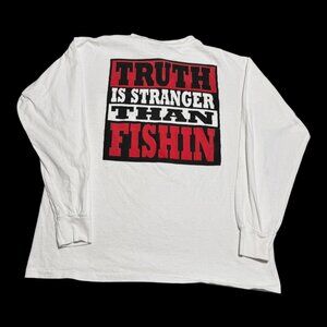 Vintage 90s Just Fish Outer Banks White Long Sleeve‎ Shirt Adult XL